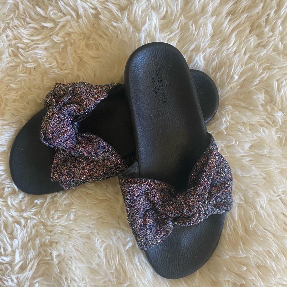 Kate Spade Slides with sparkling bow. New without tags